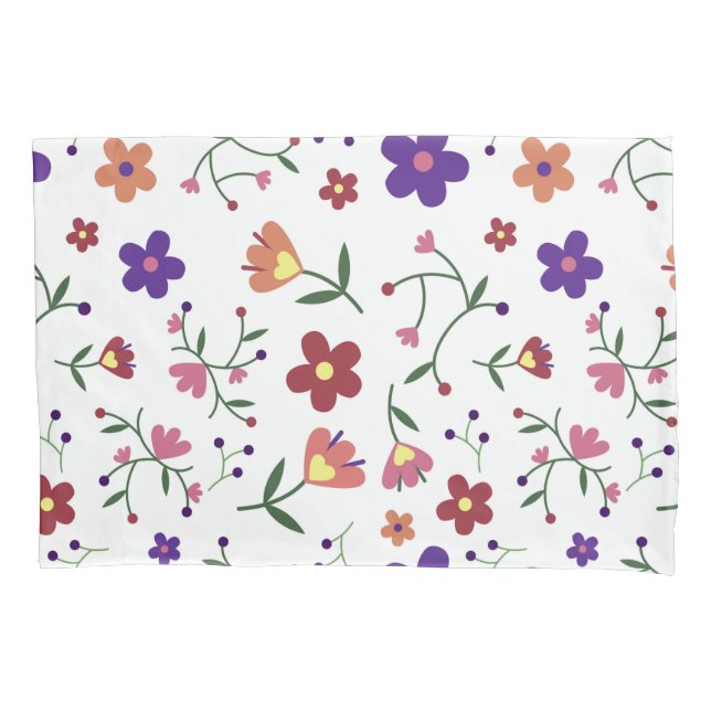 Hand-Drawn Floral Pattern Pillow Case (Front)
