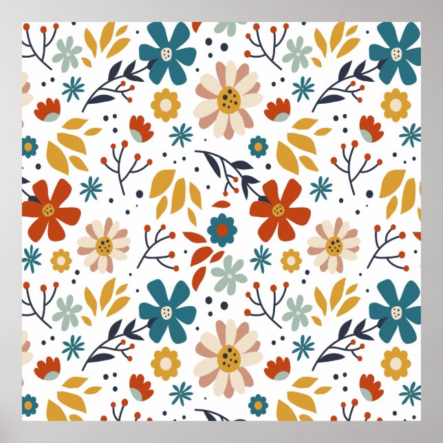 Hand Drawn Floral Pattern Poster (Front)