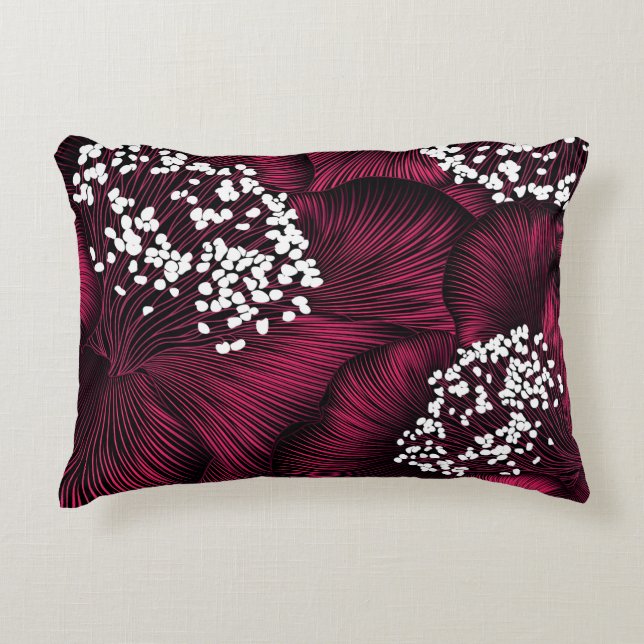 Hand drawn floral pattern with camelia flowers accent pillow (Front)