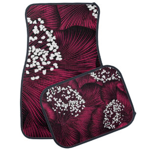 Hand drawn floral pattern with camelia flowers car floor mat