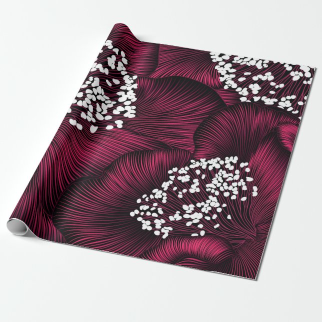 Hand drawn floral pattern with camelia flowers wrapping paper (Unrolled)