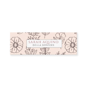Hand Drawn Floral Peach Doula Birth Services Mini Business Card