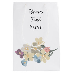 Hand Drawn Floral Personalized Gift Bag - Medium