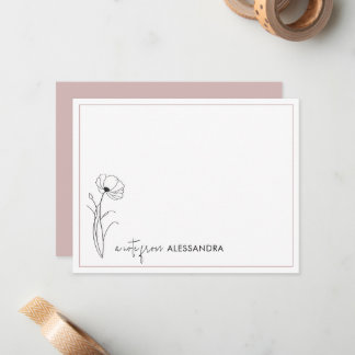 Hand-drawn Floral Personalized Note Card