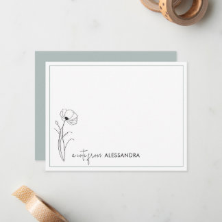 Hand-drawn Floral Personalized Note Card