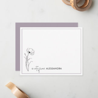 Hand-drawn Floral Personalized Note Card