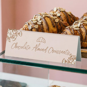 Hand Drawn Floral Pink Sweet Pastry Bakery Counter Table Tent