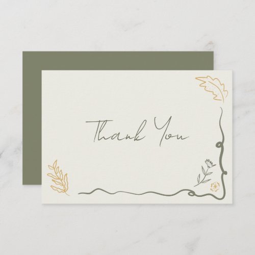 Hand Drawn Floral Scribble Frame Bridal Shower Thank You Card