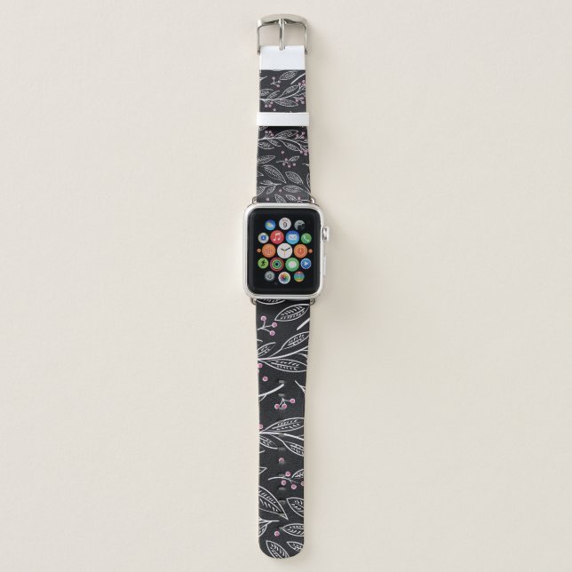 Hand Drawn Floral: Seamless Design Apple Watch Band (Front)