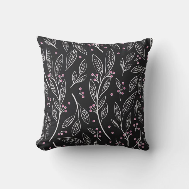 Hand Drawn Floral: Seamless Design Throw Pillow (Front)
