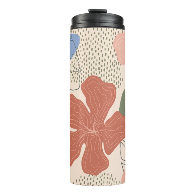 Hand drawn floral seamless pattern,creative collag thermal tumbler (Front)