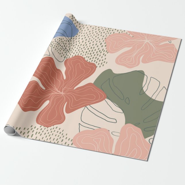 Hand drawn floral seamless pattern,creative collag wrapping paper (Unrolled)