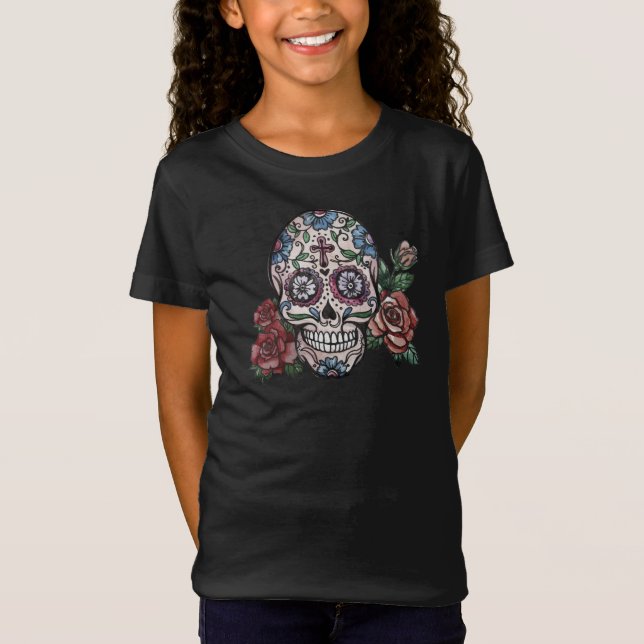 Hand-drawn Floral Skull Dia de los Muertos | Shirt (Front)