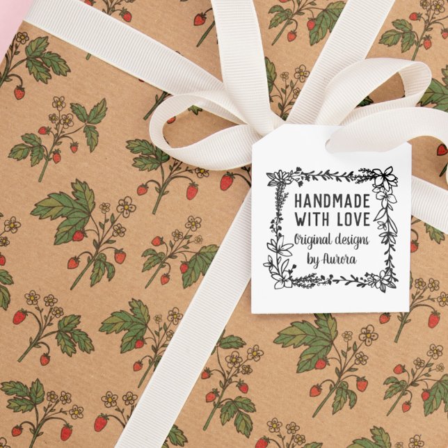 Hand Drawn Floral Square Handmade With Love Rubber Stamp (Creator Uploaded)