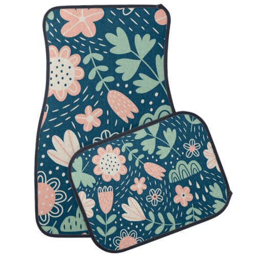 Hand drawn floral stilish fabric Seamles pattern  Car Floor Mat