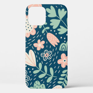 Hand drawn floral stilish fabric. Seamles pattern iPhone 12 Case