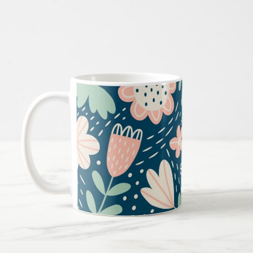 Hand drawn floral stilish fabric Seamles pattern  Coffee Mug