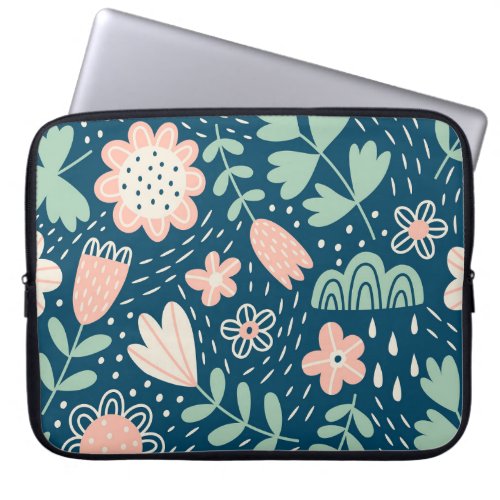 Hand drawn floral stilish fabric Seamles pattern  Laptop Sleeve