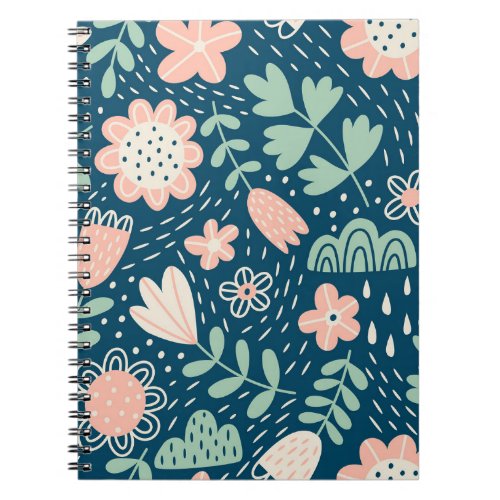 Hand drawn floral stilish fabric Seamles pattern  Notebook