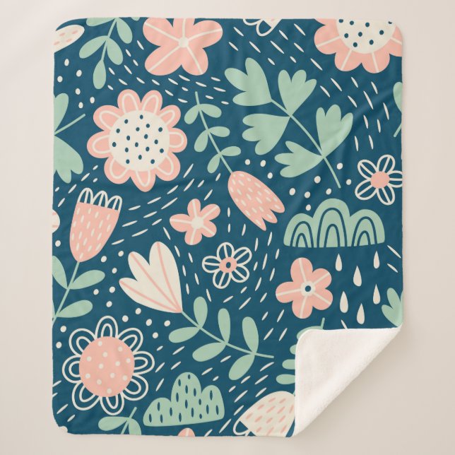Hand drawn floral stilish fabric. Seamles pattern  Sherpa Blanket (Front)