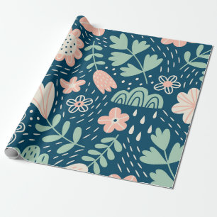 Hand drawn floral stilish fabric. Seamles pattern Wrapping Paper