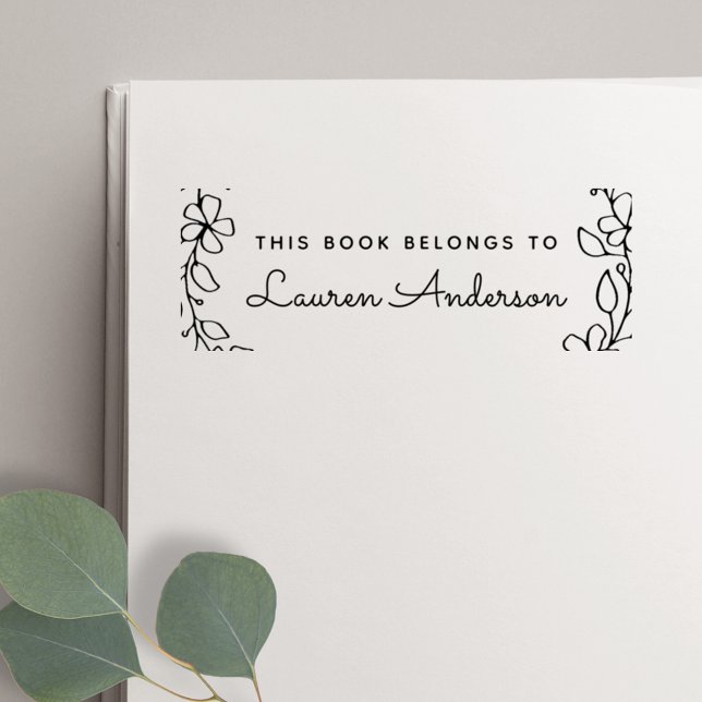 Hand Drawn Floral This Book Belongs to Bookplate Self-inking Stamp (Creator Uploaded)