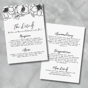 Hand Drawn Floral Wedding Details Enclosure Card