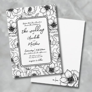 Hand Drawn Floral Wedding Invitation