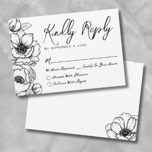 Hand Drawn Floral Wedding RSVP Card