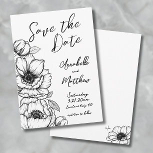 Hand Drawn Floral Wedding Save The Date