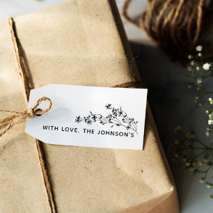 Hand Drawn Floral With Love Family Name Rubber Stamp