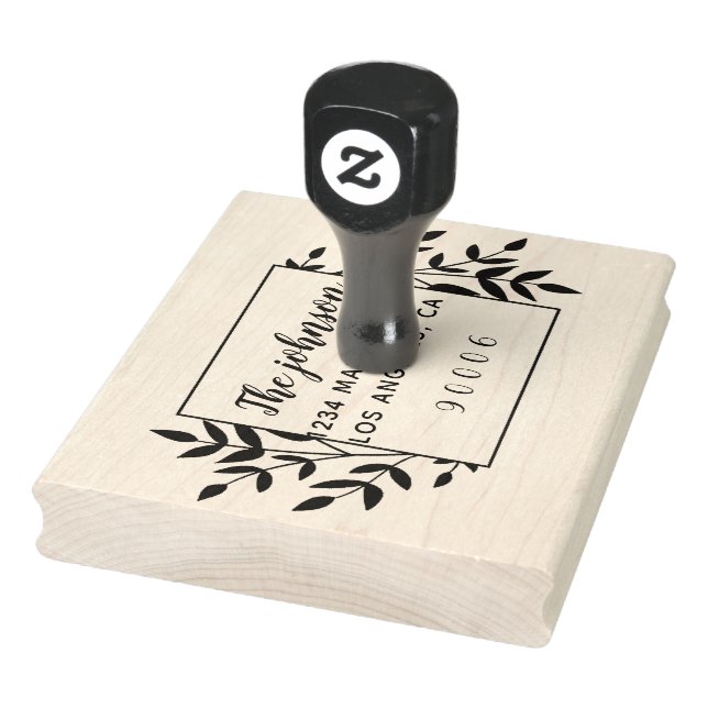 Hand drawn Floral Wreath Family Name Rubber Stamp (Stamp)