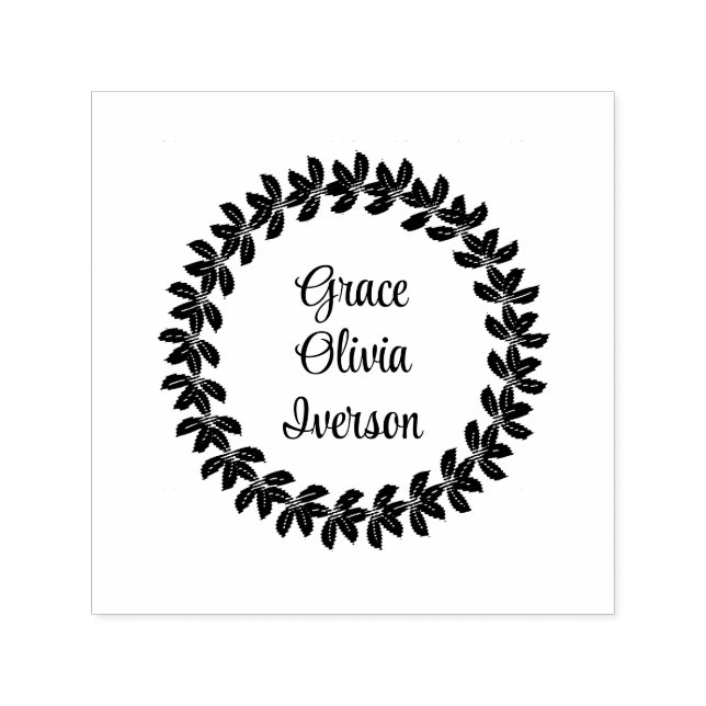 Hand drawn floral wreath self-inking stamp (Design)