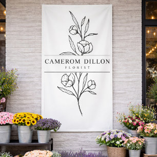 Hand Drawn Florist Business Flower Shop Botanical Banner