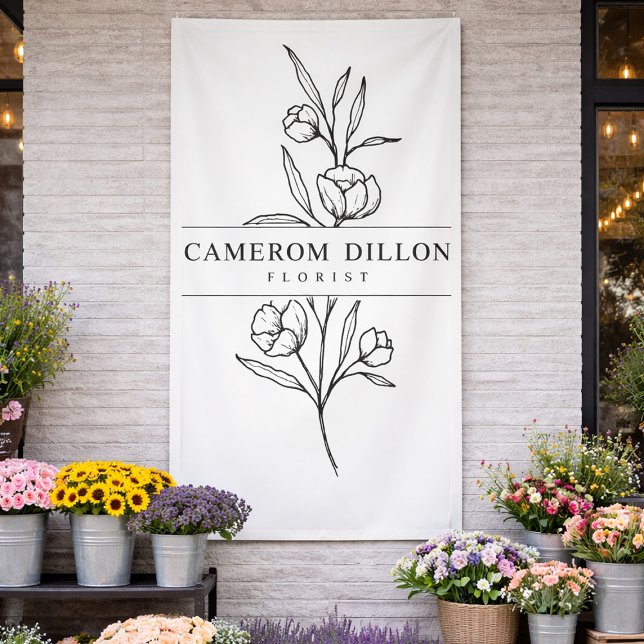 Hand Drawn Florist Business Flower Shop Botanical Banner (Creator Uploaded)