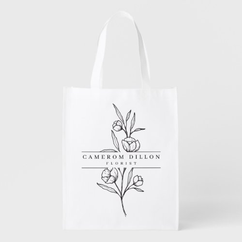 Hand Drawn Florist Farmers Market Shopping Grocery Bag