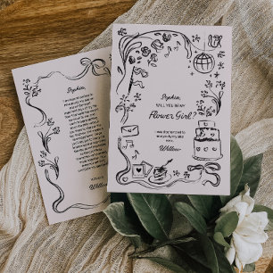 Hand Drawn Flower Girl Proposal Card