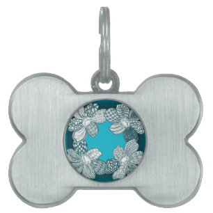 Hand Drawn Flower Lei Choose Any Color Pet ID Tag