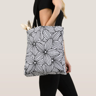 Hand Drawn Flower Pattern Tote Bag