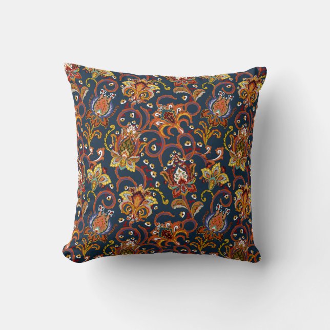 Hand drawn flower seamless pattern (tile). Colorfu Throw Pillow (Front)