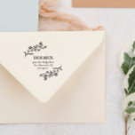 Hand Drawn Flower Sprigs Name & Address Rubber Stamp<br><div class="desc">Beautiful address stamp with your name and address in elegant fonts cornered by simply drawn sprigs of flowers and leaves.</div>