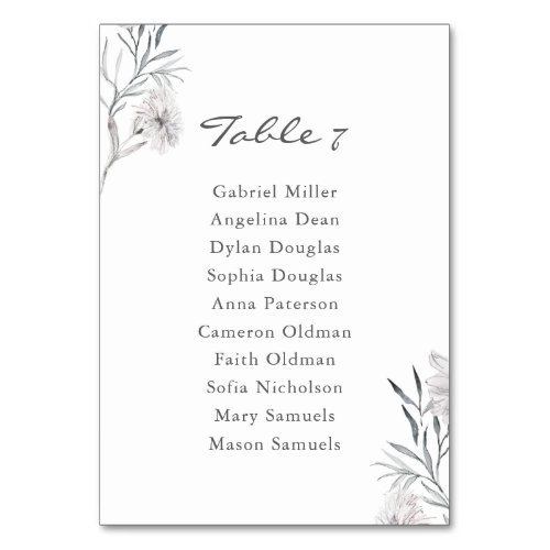  Hand_drawn Flower Wedding Single seating plan Table Number