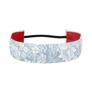 Hand-drawn Flowers,Blue Grey White Botanical Art Athletic Headband