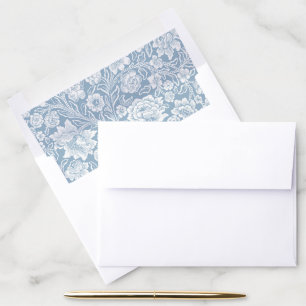 Hand-drawn Flowers,Blue Grey White Botanical Art Envelope Liner