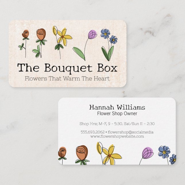 Hand Drawn Flowers Business Card (Front/Back)