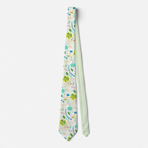 Hand Drawn Flowers  Contrasting Back Necktie