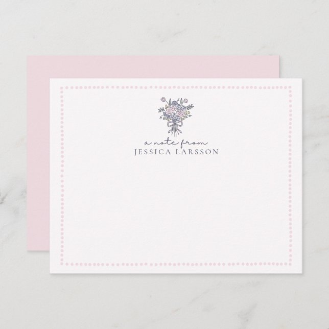 Hand drawn flowers, dotted frame a note from card (Front/Back)