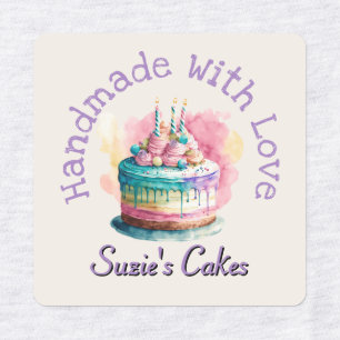 Hand drawn flowers Handmade with Love Personalised Labels