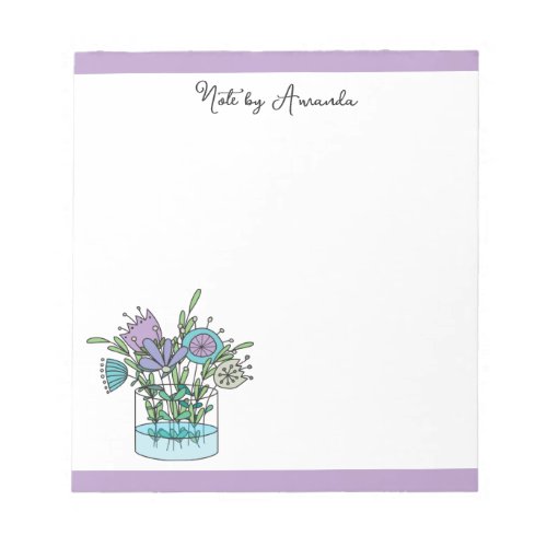 Hand Drawn Flowers Notepad Template