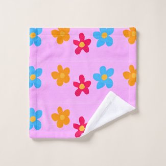 Hand drawn flowers on pink